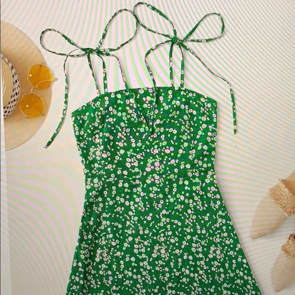 Green floral dress
